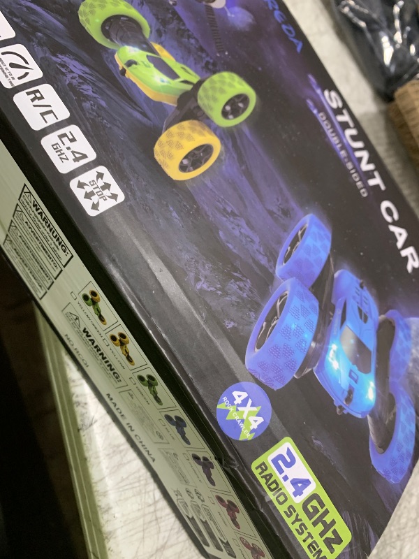 Photo 1 of QUNREDA Remote Control Car, RC Cars Toys for Kids Ages 6-12, 4WD Stunt Car with LED Lights & 360° Flips, 2.4GHz, Upgraded USB-C Modular Batteries, 8-10 Year Old Boys Birthday Gift 1-Blue