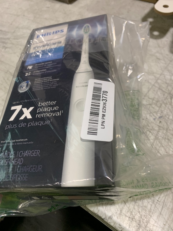 Photo 1 of Philips Sonicare 4100 Rechargeable Electric Toothbrush, with Pressure Sensor, 2 Intensity Settings, SmarTimer and QuadPacer, 14-Day Battery Life, White, Model HX3681/23