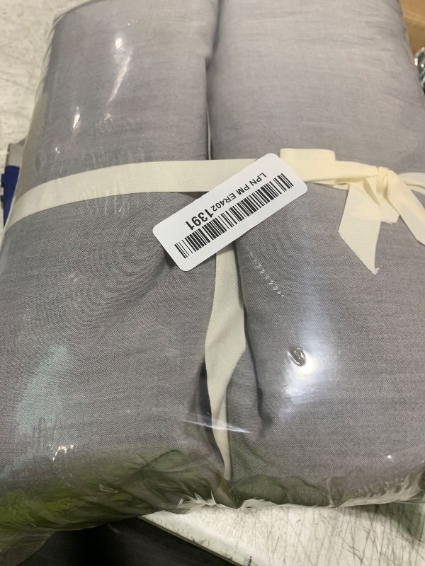 Photo 1 of BESTOUCH Duvet Cover Set 100% Washed Cotton Linen Feel Super Soft Comfortable Chic Lightweight 3 PCs Home Bedding Set Solid Light Grey Oversized King