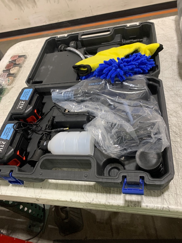 Photo 1 of Portable Cordless Pressure Washer, 980PSI Cordless Car Pressure Washer with 2 Batteries, 6 in 1 Nozzle, 5 Meter Hose, for Watering, Cleaning, Car Washing, Floor Washing