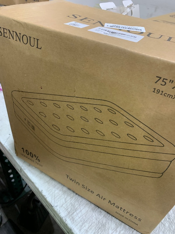 Photo 1 of SENNOUL Twin Air Mattress with Built in Pump Raised,Upgraded Single Blow Up Bed,2 Mins Quick Self Inflatable/Deflation,18"/550lbs Max, Strong Support,No Leakage,No Odor,for Home,Guests,Camping,Travel