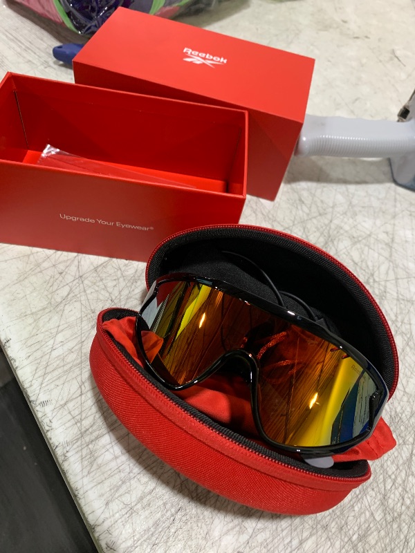 Photo 1 of Reebok Voltage Smart Audio Sunglasses, Red Mirror Polarized Lens, Unisex, HiFi Bluetooth Sport Glasses with UV Protection - Powered by Lucyd