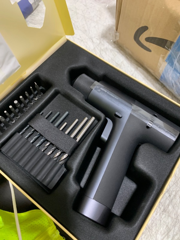 Photo 1 of HOTO Cordless Brushless Drill 12V, LED Display Screen, 30 Precision Gears, 2 Working Modes, 2000mAh Battery, 266 In-lbs (30N·m) Torque, 3/8 Inch Keyless Chuck, 1400RPM, 10 x Bits, 8 x Drill Bits