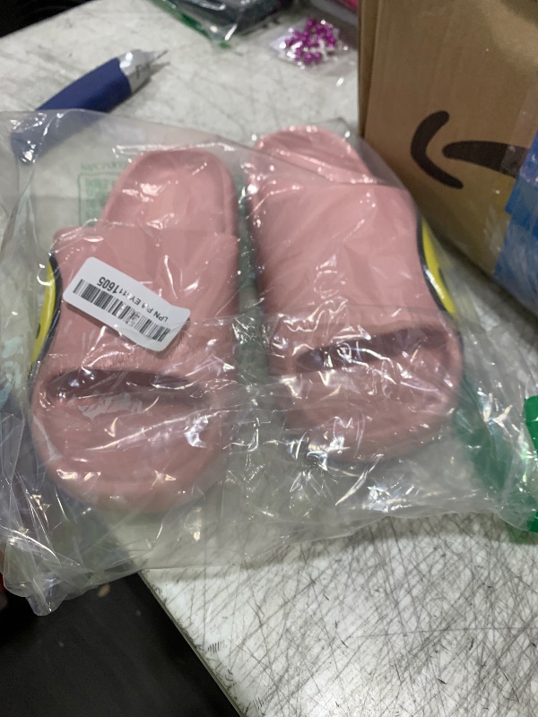 Photo 1 of Sandals for Girls and Boys,Mens Slippers Sandals for Women,EVA Anti-Slip Indoor & Outdoor Kids Slippers Smile Face Open Toe Spa Bath Pool Gym House Casual Shower Shoes(Pink 37/38)