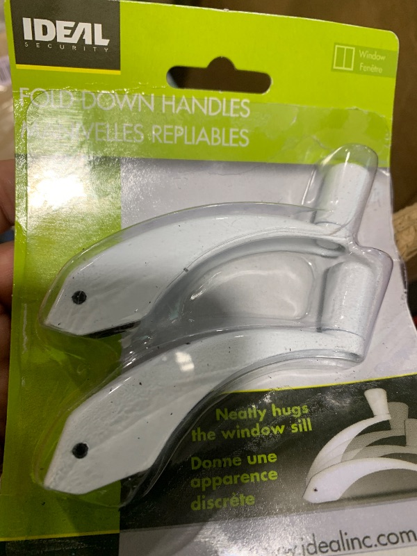 Photo 1 of Ideal Security Fold-Down-Handle Window Cranks, Replacement for Standard Casement Window Handles with 11/32" Spline Shaft, White 2 Count, (Pack of 1)