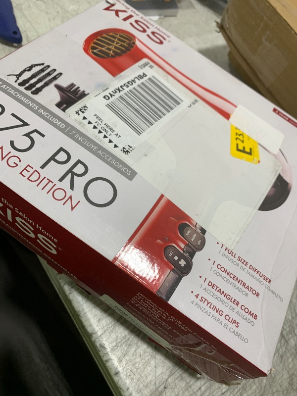 Photo 1 of KISS 1875 Watt Pro Tourmaline Ceramic Hair Dryer, Styling Edition, 3 Heat Settings, 2 Speed Settings, Cool Shot Button, 7 Blow Dryer Accessories Included, 2-Year Warranty - Red