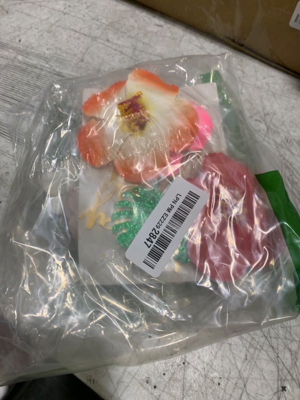 Photo 1 of 23 PCS Flamingo Cake Toppers Summer Cake Decoration with Cute Pink Flamingo Figures and Hibiscus Flower Palm Leaves for Hawaiian Aloha Themed Party Supplies (Type 1)