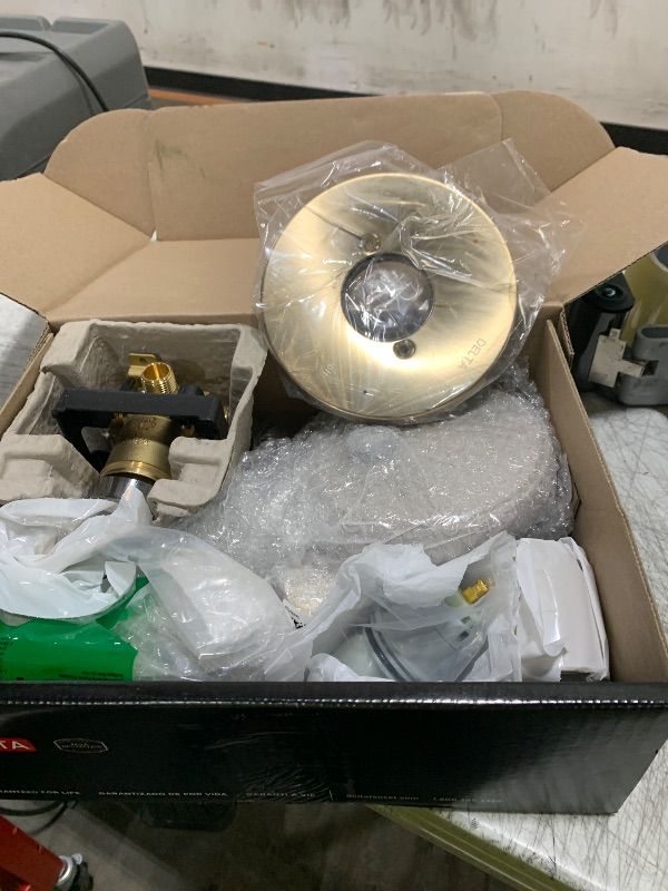 Photo 1 of Delta Nicoli 14 Series Brushed Gold Bathtub Shower Faucet Set with Handheld Shower Head, Valve Trim Kit, Champagne Bronze 144749-CZ-HS (Valve Included)