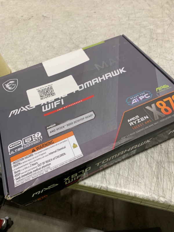 Photo 1 of MSI MAG X870 Tomahawk WiFi Gaming Motherboard (AMD Ryzen 9000/8000/7000 Series Processors, AM5, DDR5, PCIe 5.0, M.2 Gen5, SATA 6Gb/s, USB 40Gbps, HDMI/DP, Wi-Fi 7, Bluetooth 5.4, 5Gbps LAN, ATX)