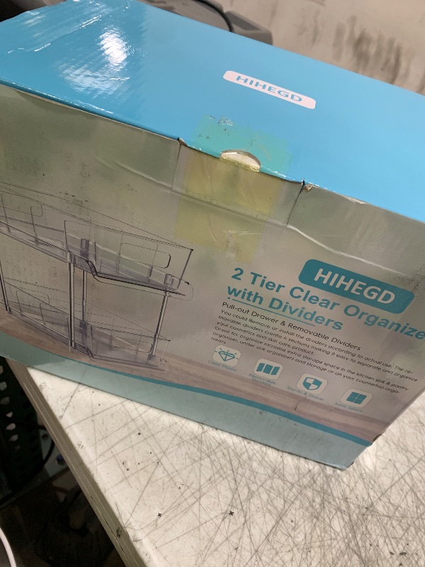Photo 1 of HIHEGD 2-Tier Bathroom Organizer with Dividers, Clear Under Sink and Pull-Out Cabinet Organizer for Kitchen and Pantry Storage