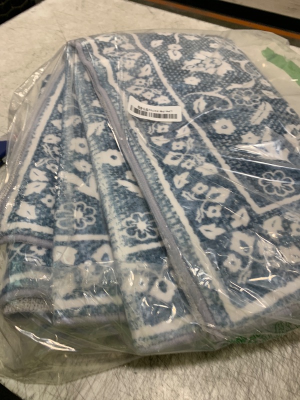 Photo 1 of SILOLOOM Vintage 2.6x8 Hallway Runner, Blue and White Washable Non-Slip Hallway Carpet, Super Soft Kitchen Runner Rug, Print Faux Wool Floral Thin Carpet for Indoor & Bedside