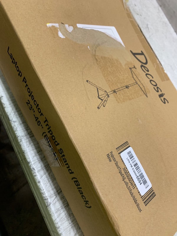 Photo 1 of DECOSIS Projector Stand Tripod from 23" to 46", Laptop Tripod Stand Height Adjustable with Gooseneck Phone Holder, Laptop Floor Stand for Office, Home, Stage, Studio, DJ Racks Holder Mount
