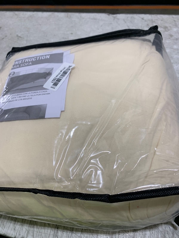Photo 1 of Peryiter 3 Pcs Slipcover Set for Couch Furniture Covers for Sofa Loveseat Couch Arm Chair, Form Fit Stretch, Wrinkle Free, Furniture Protector(Beige,Milk Silk Spandex)