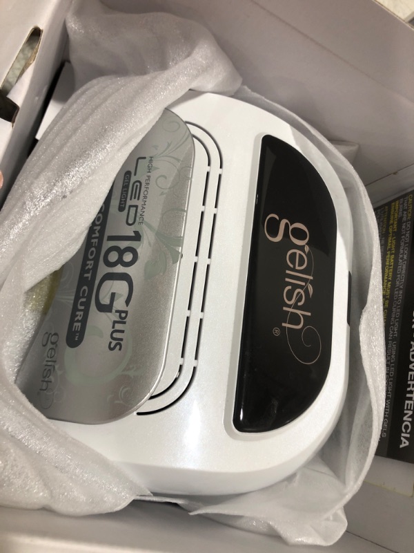 Photo 1 of Gelish 18G Unplugged LED Light - Portable, Rechargeable, 36W, White & Silver, Intelligent Power Assist, Motion Sensors, Timer, Magnetic Tray, Ergonomic Design Gel Lamp, Nail Lamp, Gel Nail Light