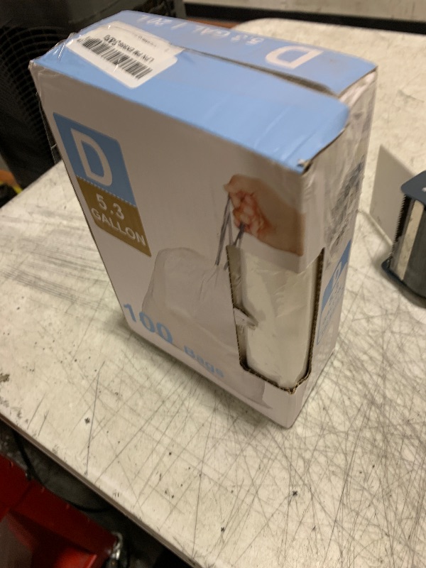 Photo 1 of DisplayForever Code D Drawstring Trash Bags Compatible with simplehuman Code D | 5.3 Gallon 20 Liter | 100 Count | Heavy Duty White Custom Fit Garbage Liners (Pack of 1)