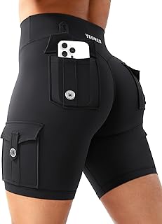 Photo 1 of YEOREO CoreFlex Women Workout Biker Shorts with Cargo Pockets Hidden Scrunch High Waisted 8" Inseam Gym Shorts XL
