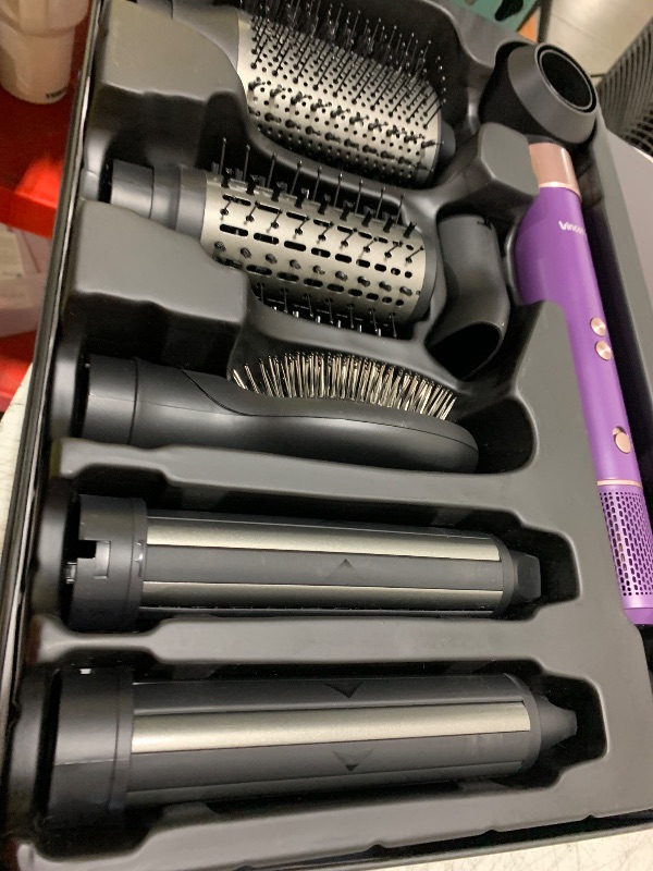 Photo 1 of Vincofy 7-in-1 Hair Dryer Brush and Hair Styler Set – Fast Drying, Curling, Straightening & Volumizing – Hot Air Styling Tool with No Heat Damage – for All Hair Types – Lavender