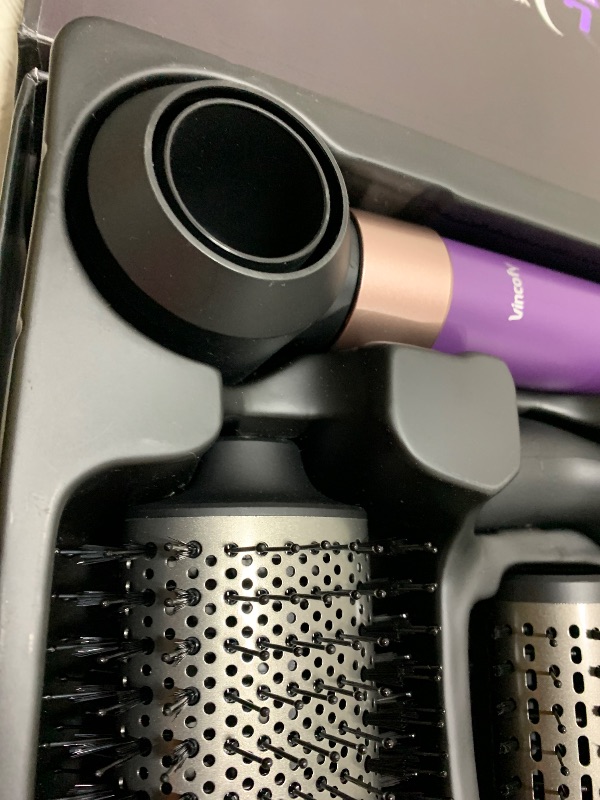 Photo 1 of Vincofy 7-in-1 Hair Dryer Brush and Hair Styler Set – Fast Drying, Curling, Straightening & Volumizing – Hot Air Styling Tool with No Heat Damage – for All Hair Types – Lavender