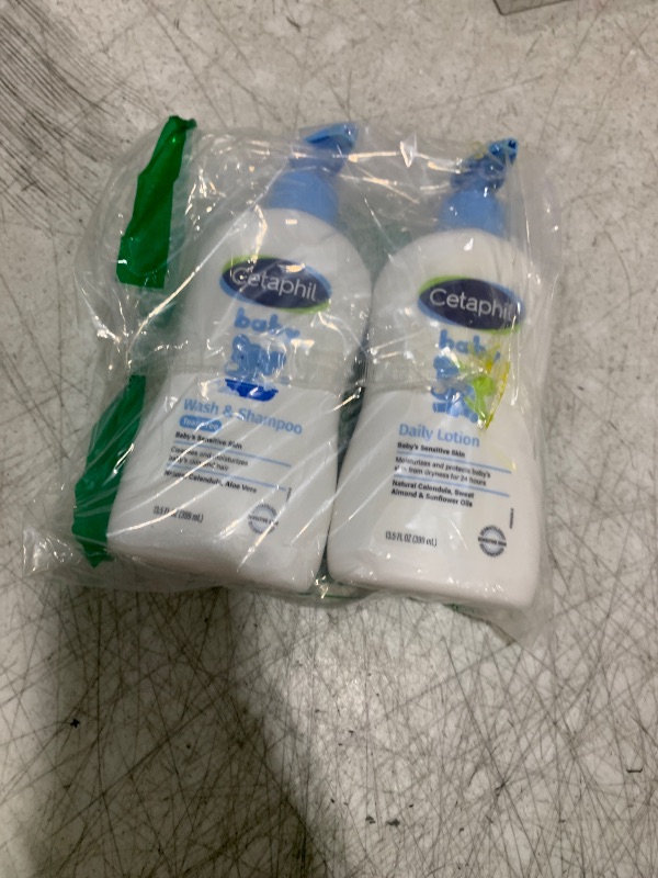 Photo 1 of Cetaphil Baby Wash & Shampoo Plus Body Lotion, Healthy Skin Essentials, Head to Toe Hydration for up to 24 Hours, for Delicate, Sensitive Skin, 2-Pack,White