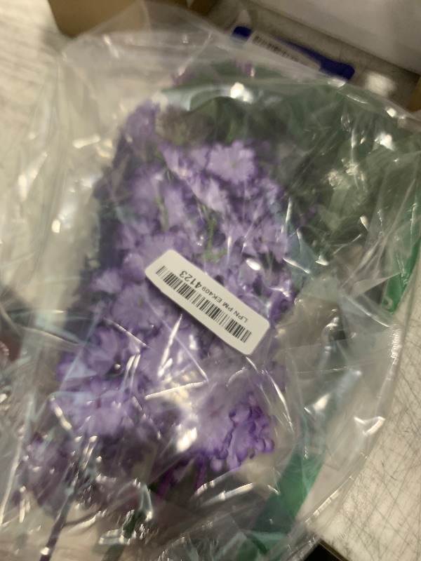 Photo 1 of 2 Stems 5-Branch Artificial Delphinium Flowers – 24" Long Light and Dark Purple Fake Faux Larkspur Bouquet Plant for Home Decor, Tall Vase, Wedding Arrangements, and DIY Floral Centerpieces for Table