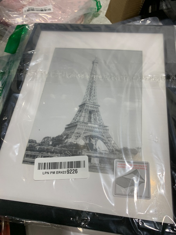 Photo 1 of upsimples A4 Picture Frame, Display Pictures 6x8 with Mat or 8.3 x 11.7 Without, Wall Hanging Photo Frames, Black, 1 Pack