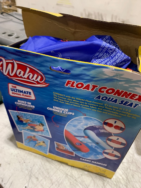 Photo 1 of WAHU Float Connex Aqua Pool Seat with Connex Clips, Cupholder, and Inflate Valve, Inflatable Pool Float Chair for Adults and Kids Ages 8+, Blue/Red