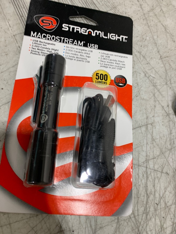 Photo 1 of Streamlight 66320 MacroStream USB 500-Lumen 2000 Candela Rechargeable EDC Compact LED Flashlight with USB Cable, Black