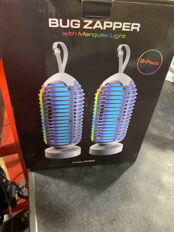 Photo 1 of Bug Zapper with Marquee Light, Mosquito Zapper Indoor Outdoor, 4000mAh, Smart Auto On/Off Rechargeable Fly Zapper, Portable Waterproof Insect Killer for Home, Kitchen, Patio, Camping - 2Packs, 2Colors