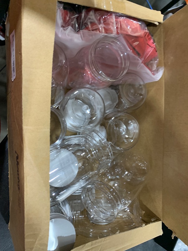 Photo 1 of Newtay 12 Pcs Clear Plastic Graduation Jar with Lids Plastic Mini Canning Jars with 12 Felt Mini Graduation Hat and Cards and 6 Ropes Storage Containers Grad Party Supplies(Red)