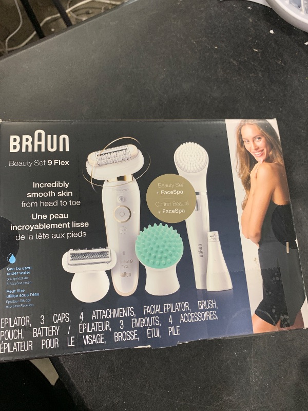 Photo 1 of Braun Epilator Silk-épil 9 Flex 9-300 Beauty Set, Facial Hair Removal for Women, Hair Removal Device, Shaver & Trimmer, Cordless, Rechargeable, Wet & Dry, FaceSpa