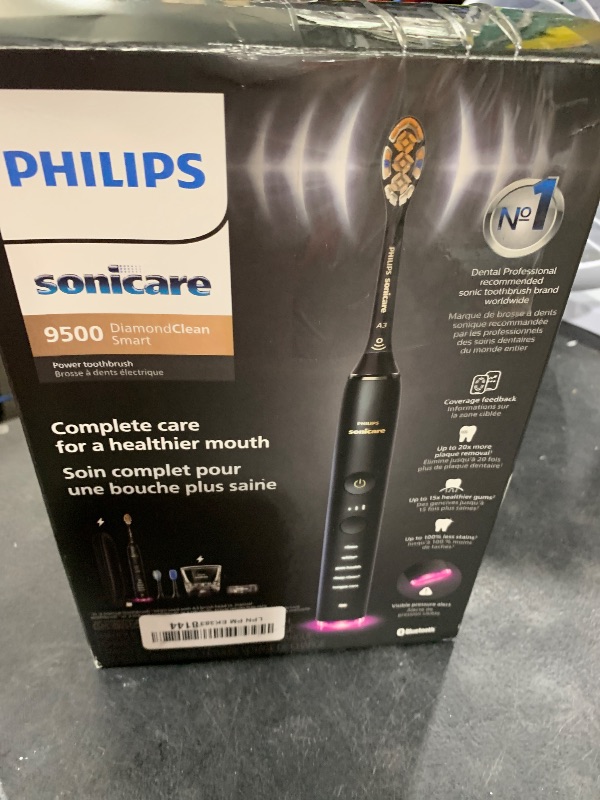 Photo 1 of Philips Sonicare DiamondClean Smart 9500 Electric Toothbrush, Sonic Toothbrush with App, Pressure Sensor, Brush Head Detection, 5 Brushing Modes and 3 Intensity Levels, Black, Model HX9923/11