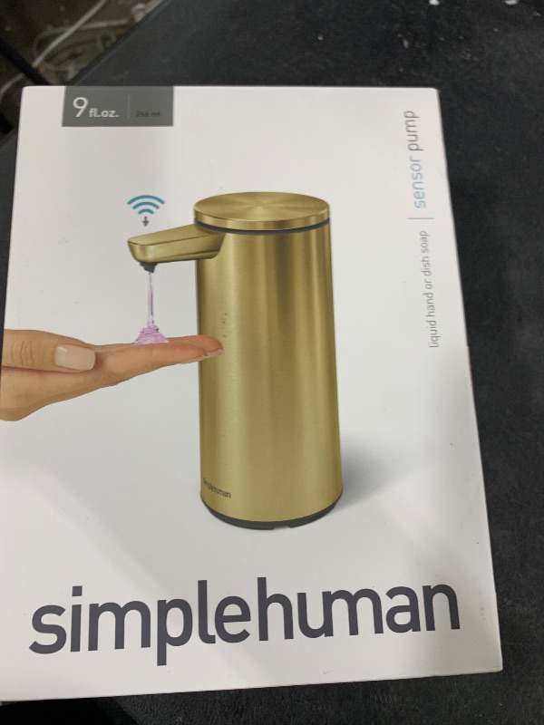 Photo 1 of simplehuman 9 oz. Touch-Free Automatic Rechargeable Sensor Pump, Brass Stainless Steel, New