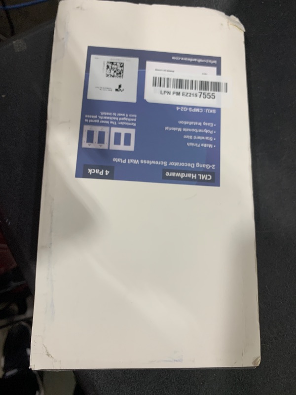 Photo 1 of CML Matte White Decorator Screwless Wall Plate, 2-Gang Outlet Covers, 4 Pack Decorative Light Switch Plates, Scratch and Impact Resistant, Polycarbonate, Standard Size 4.68” X 4.72”