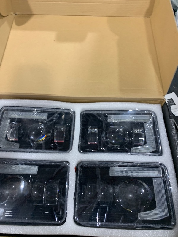 Photo 1 of BICYACO DOT 120W 4x6 Inch LED Headlights DRL Rectangular Replacement H4651 H4652 H4656 H4666 H6545 Compatible with Peterbilt Kenworth Freightinger Ford Probe Oldsmobile Cutlass(4 PCS)