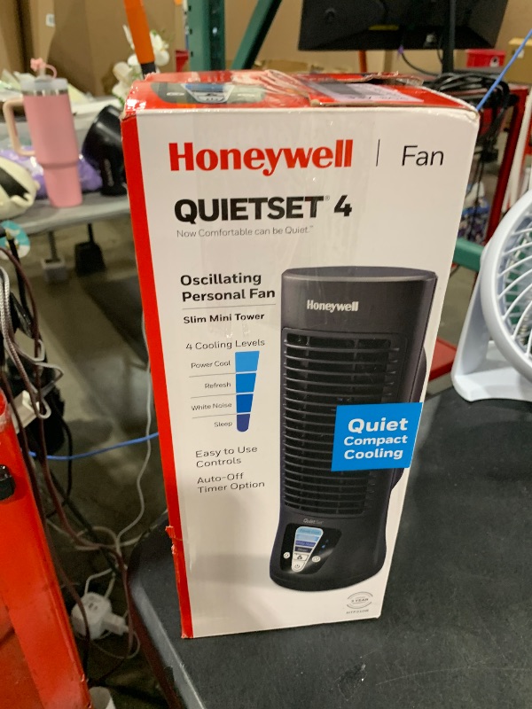 Photo 1 of Honeywell HTF210B QuietSet Personal Table Fan, Black – Oscillating Personal Fan with Quiet Operation and 4 Levels of Power and Sound