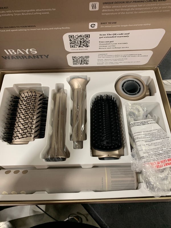 Photo 1 of IBAYS 5 in 1 Hair Styler & Hair Dryer Brush, 110,000 RPM High-Speed Airwrap with Negative Ions for Frizz-Free Styling Fast Drying Curling Straightening Volumizing, Auto Wrap Hot Air Styler