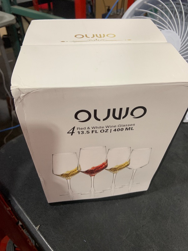 Photo 1 of OUWO Wine Glasses Set of 4, 13.5oz Red & White Wine Glasses for Party, Long Stem Wine Glasses, Lead-free, Ideal Wine Accessories Gift (Clear)