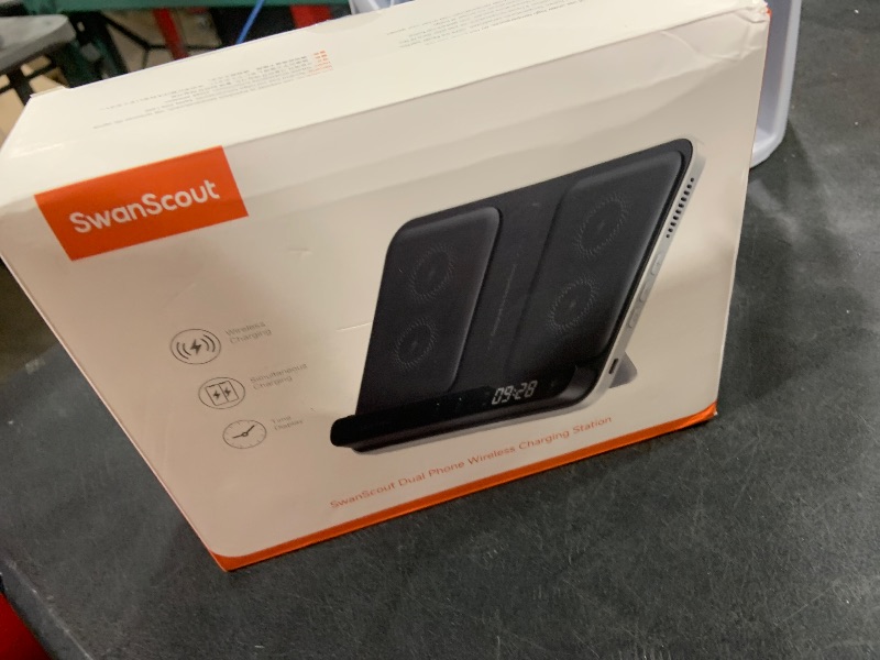 Photo 1 of Dual Wireless Charger Stand, SwanScout 504, Foldable Wireless Charging Station Pad for iPhone 16/15/14 Series, Samsung Galaxy S25/S24/S23, Google Pixel 9/8/7, Android Phones, AirPods/Galaxy Buds