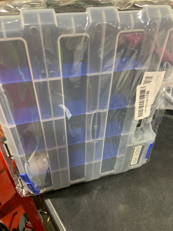 Photo 1 of Small Parts Storage Case Tools Box Organizer Double Side 34 Compartments Hardware Organizers with Removable Plastic Dividers for Screws Nuts Nails Bolts