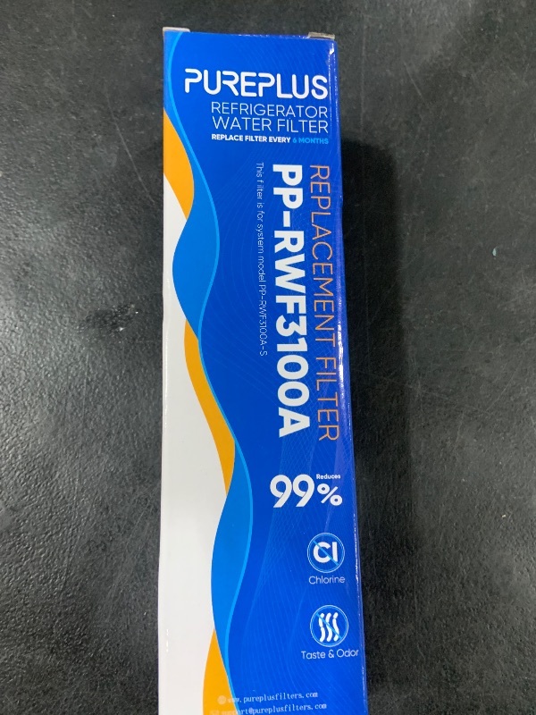 Photo 1 of PurePlus Refrigerator Water Filter, specifically model PP-RWF3100A. 
