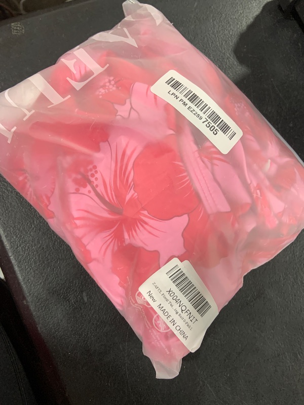 Photo 1 of ZAFUL Floral Twist Bikini Set for Women Halter Tankini Tie Side String Swimsuit Two Piece Bathing Suit 0-Pink L