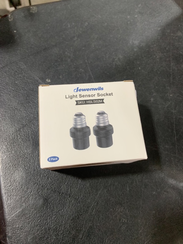 Photo 1 of DEWENWILS Light Sensor Socket 2 Pack, Automatic Dusk to Dawn E26/E27 Socket Adapter, Double Sensors for Porch/Wall Light Fixtures, Compatible with Incandescent/CFL/LED/Halogen, Black, ETL Listed