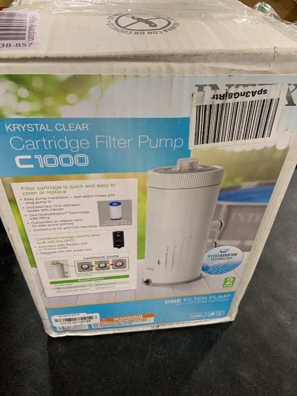 Photo 1 of INTEX 26637EG C1000 Cartridge Filter Pump for Above Ground Pools: 1000 GPH Pump Flow Rate – Improved Circulation and Filtration – Easy Installation – Improved Water Clarity – Easy-to-Clean