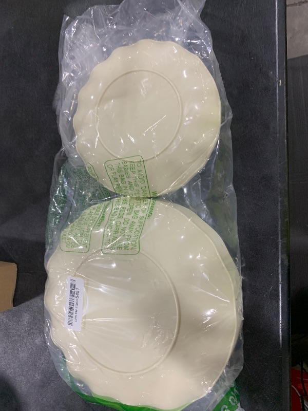 Photo 1 of LIYH 24 Pcs Plastic Plates Reusable,Unbreakable Dinner Plates, Scalloped Plastic Plates, Dishwasher Safe,Ivory Plate Sets Perfect for Parties, Birthday, Picnics, BPA Free(12Guests)