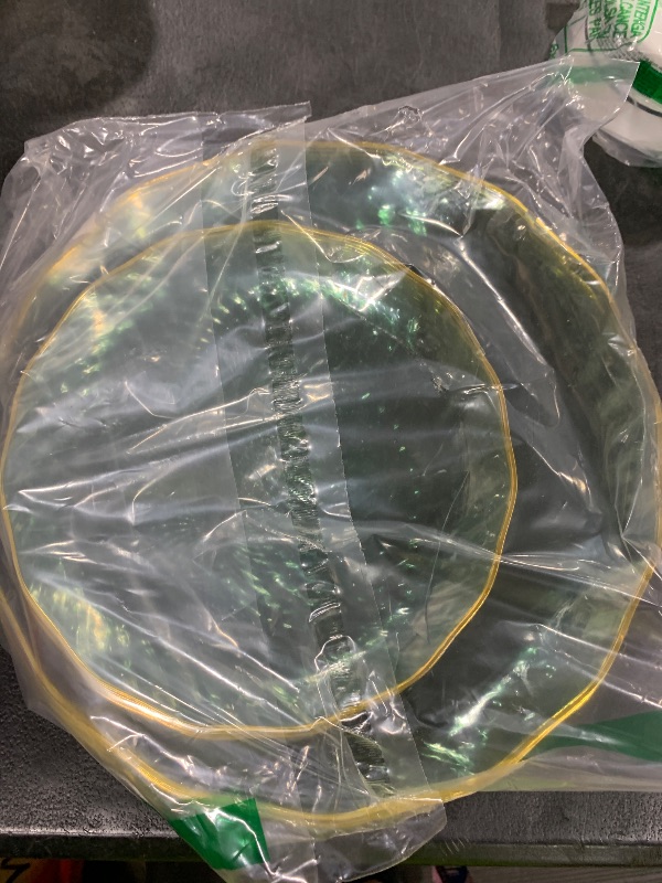Photo 1 of PLASTICPRO 30 Pack Plastic Plates Set of 15-10 inch Plates and 15-7 inch Plates, Elegant Clear Green Spiral and Gold Rim Disposable Fancy Plates Premium Heavyweight