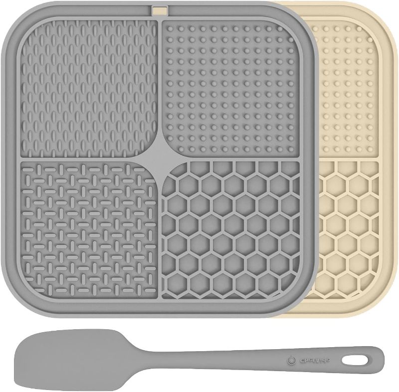 Photo 1 of 2 Pack Lick Mat for Dogs,Cats,Upgraded 8.5×8.5 inches Licking Mats with Suction Cups,Slow Feeder Licking Pad for Anxiety Relief and Boredom Reducer,Suitable for Dog Training Set 2
