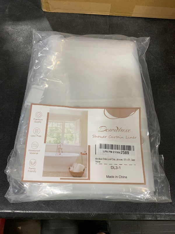Photo 1 of downluxe Waterproof Clear Shower Curtain Liner - PEVA Lightweight Plastic Shower Liner with 3 Magnets, Shower Curtains for Bathroom, 72" x 72", Clear