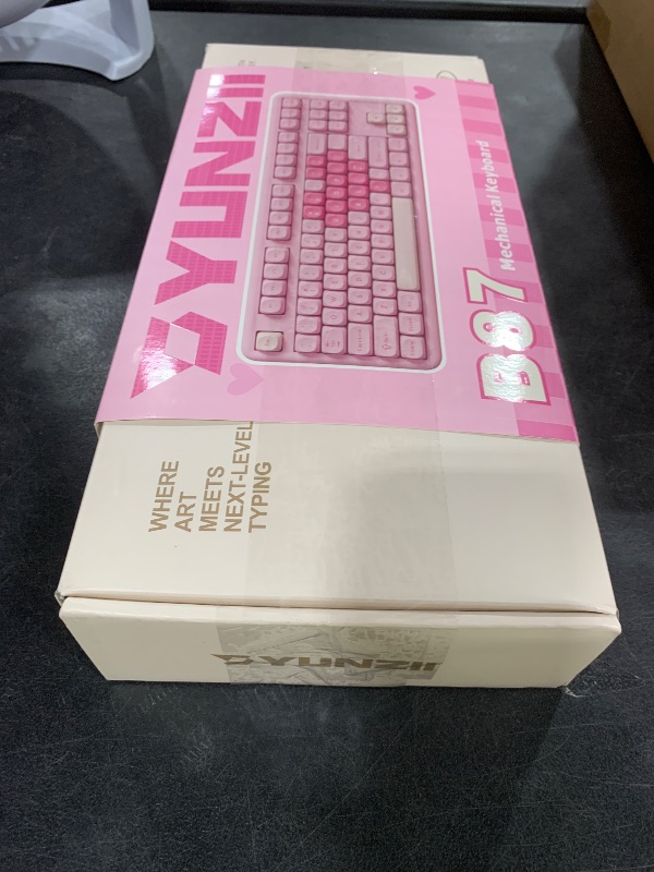 Photo 1 of YUNZII B87 Wireless Mechanical Keyboard,QMK/VIA Programmable,TKL Layout 87 Keys,BT/2.4G/USB-C,Hot Swap Gasket Mount RGB Backlit Gaming with Wrist Rest for Win/Mac (Pink, Milk V2)