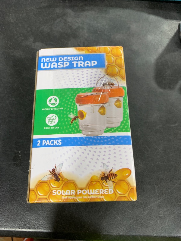 Photo 1 of 2 Pack Wasp Traps Outdoor Hanging, Solar Powered Carpenter Bee Traps for Outside with Rubber Whiskers and LED Light, Yellow Jacket Trap for Orchard, Farm, Garden, Patio, Yard, Olive Green