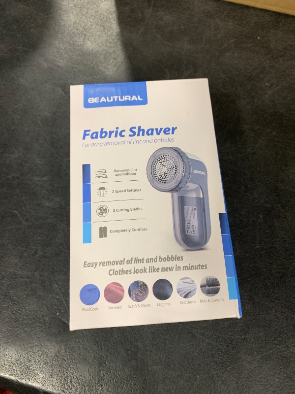 Photo 1 of BEAUTURAL Fabric Shaver and Lint Remover, Sweater Defuzzer with 2-Speeds, 2 Replaceable Stainless Steel Blades, Battery Operated, Remove Clothes Fuzz, Lint Balls, Pills, Bobbles Gray